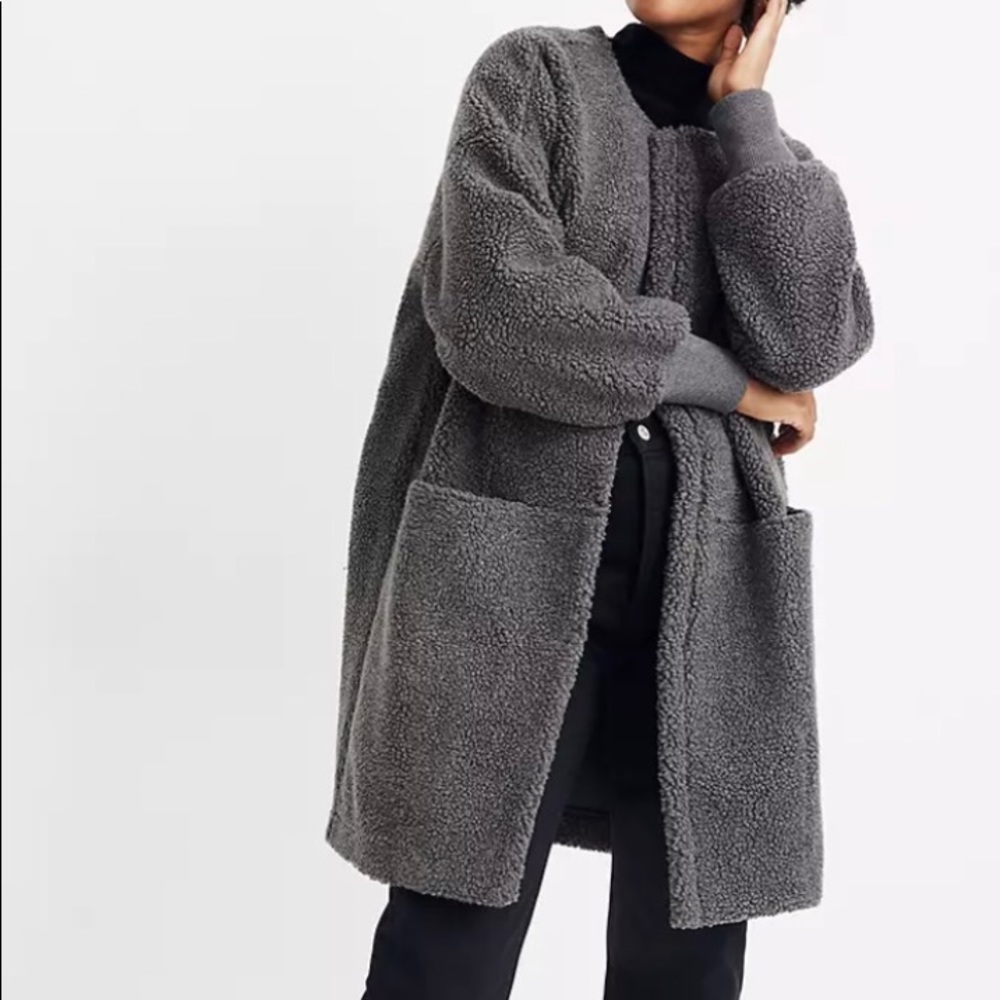 Madewell Bonded Sherpa Cocoon Coat - Gray